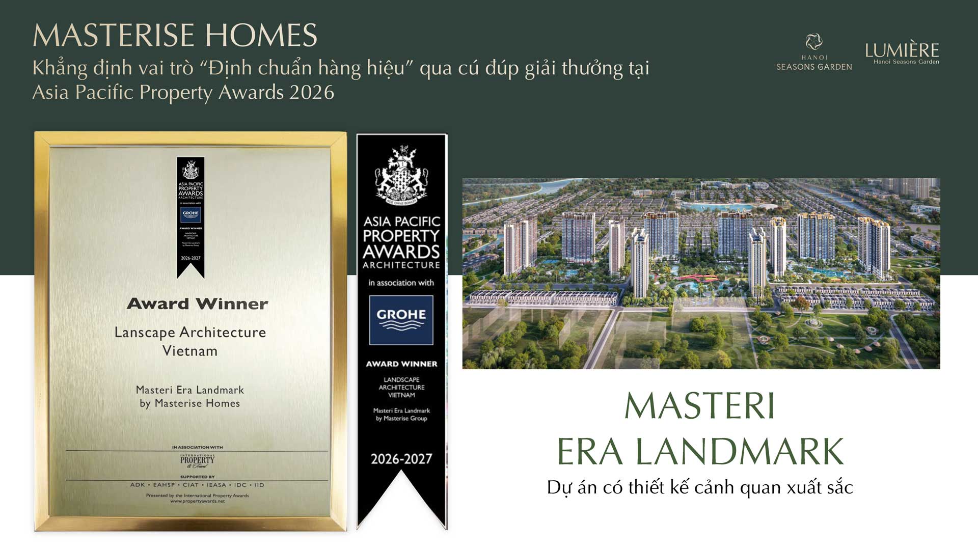 Cú đúp giải thưởng của Masterise Homes tại Asia Pacific Property Awards 2026